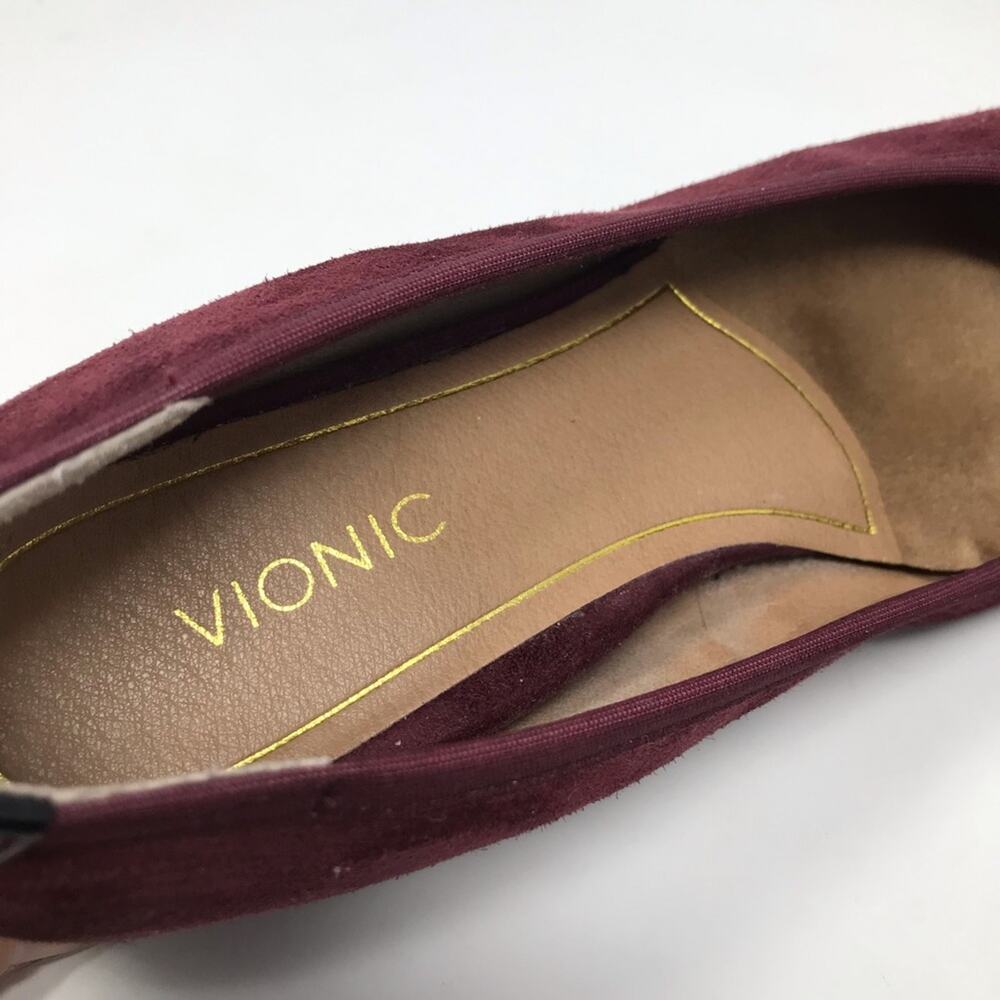 Vionic Daphne Suede Patent Block Heel Bow Low Pump Shoes Merlot Black Burgundy 8 - Picture 12 of 13